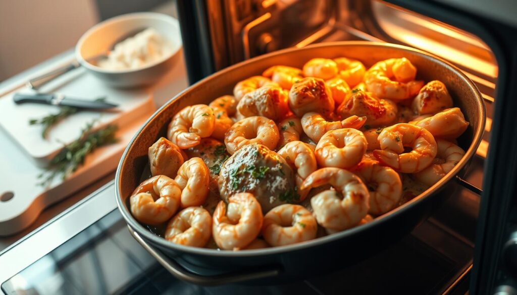 one-pan chicken and shrimp bake