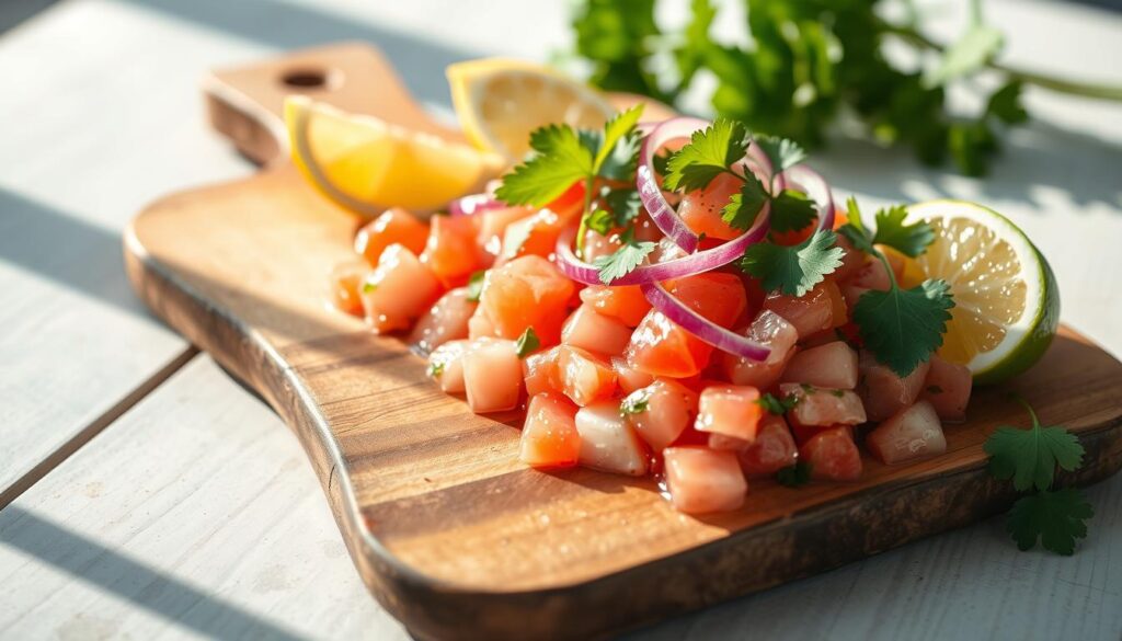 Red fish ceviche appetizer