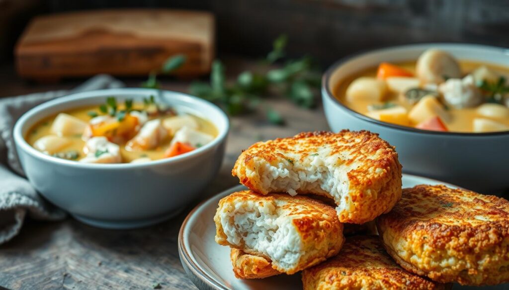 whiting fish cakes and chowder